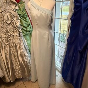 Elegant One-Shoulder Powder Blue Dress